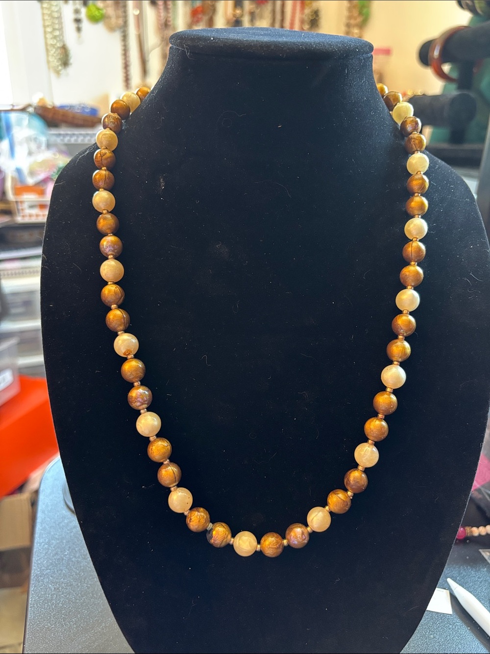 Classic Brown Beaded Necklace – Polished Women’s Jewelry